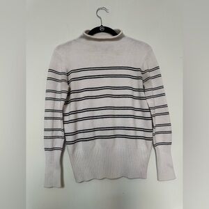 French Connection White and Black Roll neck/Mock-neck Sweater